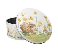 Purely Home Hedgehog & Mouse Large Cake Tin - Wildlife Kitchen Gifts For Animal Lovers - Round Metal Storage Container For Baking 23 X 10Cm