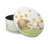 Purely Home Hedgehog & Mouse Large Cake Tin - Wildlife Themed Kitchen Gifts for Animal Lovers - Round Metal Storage Container for Baking 23 x 10cm