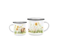 Purely Home Hedgehog & Mouse Mug - Woodland Creatures Nature Gift Enamel-Look Mug Present - Tea Coffee Hot Drinks Ceramic Cup