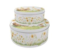 Purely Home Hedgehog & Mouse Set Of 2 Cake Tins Gift - Nesting Round Large & Medium Metal Storage Containers For Cakes And Baking