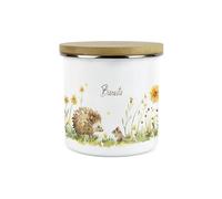 Purely Home Hedgehog & Mouse Small Biscuit Tin - Enamel 1.2L Hot Drinks/Food Kitchen Storage Container Gift