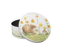 Purely Home Hedgehog & Mouse Small Cake Tin - Wildlife Themed Kitchen Gifts for Animal Lovers - Round Metal Storage Container for Baking 18 x 7cm