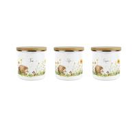 Purely Home Hedgehog & Mouse Tea Coffee Sugar Canister Set - Cute Wildlife Enamel 600ml Hot Drinks/Food Storage Containers Kitchen Gifts