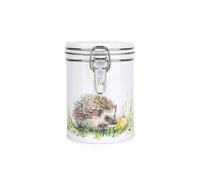 Purely Home Hedgehog Tea Canister - Countryside Wildlife Creatures - Metal Clip Lid Kitchen Food Storage Jar/Container 700ml (13cm x 9.5cm) - Housewarming Gift