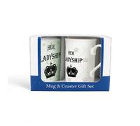 Purely Home Her Ladyship Mug & Coaster Gift Set - Novelty Royalty Queen Presents For Her - Tea/coffee Bone China Mug And Glass Coaster Set