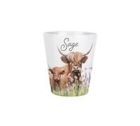 Purely Home Highland Cow & Calf Small Ceramic Sage Plant Pot