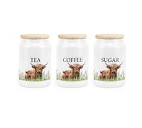 Purely Home - Highland Cow & Calf - Tea, Coffee & Sugar Canister - Kitchen Storage Jars