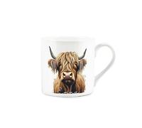 Purely Home Highland Cow Mug - Custom Name Personalised Gift - White Bone China Coffee/Tea Present