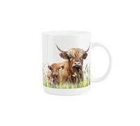 Purely Home Highland Cow Mug - Mum & Calf Baby Cow Tea/coffee Bone China Mug Gift