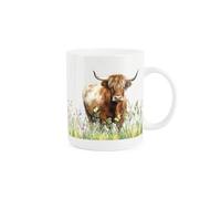 Purely Home Highland Cow Mug - Standing Cow Field Tea/coffee Bone China Mug Gift