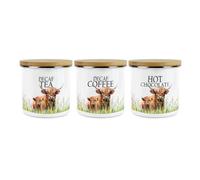 Purely Home - Highland Cow Mum & Calf - Decaf Tea, Decaf Coffee & Hot Chocolate Canisters - Kitchen Storage Jars (Large)