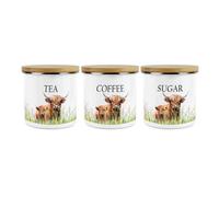 Purely Home - Highland Cow Mum & Calf - Tea, Coffee & Sugar Canisters - Kitchen Storage Jars (Large)