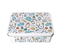 Purely Home Home First Aid Storage Tin - Novelty Cartoon Medical Box Organiser, Rectangular Metal Case 195 X 125 X 75mm