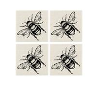 Purely Home Honey Bee Fabric Coaster Set - Table Decor Gifts For Bee Lovers - Set Of 4
