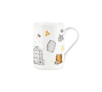 Purely Home Honey Bees & Beehives Mug - Golden Yellow Bumblees & Honeycomb Gift/Present - White Bone China Tea/Coffee Drinks Cup