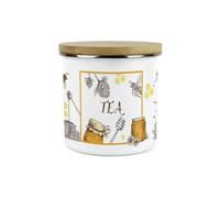 Purely Home Honey Bees Tea Canister - Beehives & Honey Bumblebee Gift - Enamel Hot Drinks Golden Storage Container