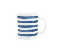 Purely Home Horizontal Blue Stripes Mug - Stylish Striped Drinkware Gift/present - Tea/coffee Hot Drinks White Bone China Mug