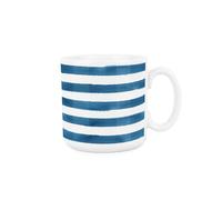 Purely Home Horizontal Blue & White Stripes Mug - Striped Drinkware Ceramic 400ml Tea Coffee Cup Gifts