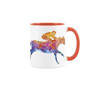 Purely Home Horse Racing Ascot Themed Abstract Paint Effect - Orange Mug Coffee/Tea Gift for Sports Lovers