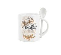 Purely Home Hot Chocolate Mug & Spoon Set - Ceramic Gift/present