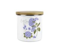Purely Home Hydrangea Flower Kitchen Earl Grey Tea Storage Canister - Floral Garden Plants Metal Enamel Hot Drinks Storage Container