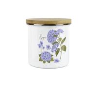 Purely Home Hydrangea Flower Kitchen Sugar Storage Canister - Floral Garden Plants Metal Enamel Hot Drinks Storage Container
