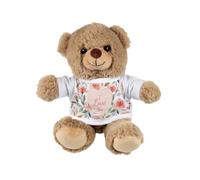 Purely Home I Love You Teddy Bear - Small Plush Toy Valentines Day Couples Gift - Light Brown Stuffed Animal with Floral T-Shirt