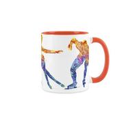 Purely Home Ice Skating Mug - Sports Mug Abstract Paint Effect - Orange Mug Coffee/tea Gift For Sports Lovers