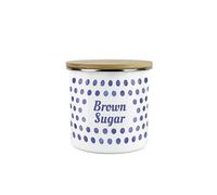 Purely Home Indigo Blue Polka Dots Brown Sugar Storage Canister - Spotty Dotty Dark Blue And White Metal Enamel Medium Sized Food Storage Container