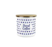 Purely Home Indigo Blue Polka Dots Decaf Coffee Storage Canister - Spotty Dotty Dark Blue And White Metal Enamel Medium Sized Food Storage Container