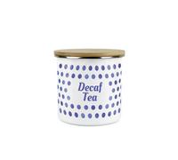 Purely Home Indigo Blue Polka Dots Decaf Tea Storage Canister - Spotty Dotty Dark Blue And White Metal Medium Sized Food Storage Container