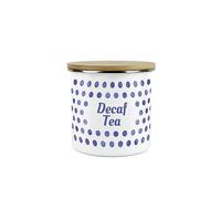 Purely Home Indigo Blue Polka Dots Decaf Tea Storage Canister - Spotty Dotty Dark Blue And White Metal Enamel Medium Sized Food Storage Container