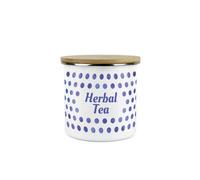 Purely Home Indigo Blue Polka Dots Herbal Tea Storage Canister - Spotty Dotty Dark Blue And White Metal Medium Sized Food Storage Container