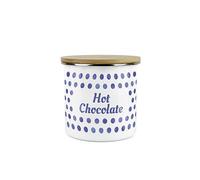 Purely Home Indigo Blue Polka Dots Hot Chocolate Storage Canister - Spotty Dotty Dark Blue And White Metal Enamel Medium Sized Food Storage Container
