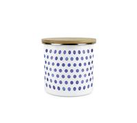 Purely Home Indigo Blue Polka Dots Storage Canister - Spotty Dotty Dark Blue And White Metal Enamel Medium Sized Food Storage Container