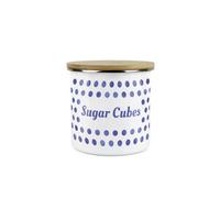 Purely Home Indigo Blue Polka Dots Sugar Cubes Storage Canister - Spotty Dotty Dark Blue And White Metal Medium Sized Food Storage Container