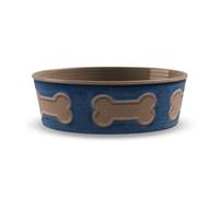 Purely Home Indigo Bone Melamine Pet Bowl - Large Food Bowl For Dogs
