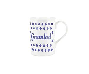 Purely Home Indigo Polka Dots Spots Grandad Mug - Bone China Gift/Present Mug for Grandad