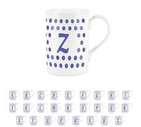 Purely Home Indigo Polka Dots Spots Letter Z Mug - Bone China Alphabet Initials Gift/Present Mug