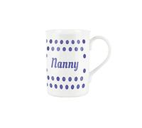 Purely Home Indigo Polka Dots Spots Nanny Mug - Fine Bone China Gift/Present Mug for Nanny