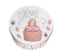 Purely Home Indulgent Cupcakes Large Cake Tin - Homeware Gifts Round Metal Storage Container for Baking 23 x 10cm