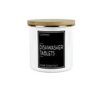 Purely Home Inverted Minimalist Dishwasher Tablets Storage Canister - Black & White Modern Décor - Enamel Home & Kitchen Storage Container