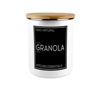 Purely Home Inverted Minimalist Granola Storage Canister - Stylish Black & White Kitchen/home Large Enamel Food Storage Jar With Lid Gift