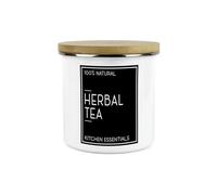 Purely Home Inverted Minimalist Herbal Tea Storage Canister - Natural Black & White Modern Kitchen Décor - Large 1.2L Enamel Hot Drinks/Food Storage Container