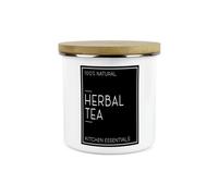 Purely Home Inverted Minimalist Herbal Tea Storage Canister - Natural Black & White Modern Kitchen Décor - Large 1.2L Enamel Storage Container
