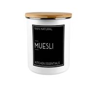 Purely Home Inverted Minimalist Muesli Storage Canister - Stylish Black & White Kitchen/home Large Enamel Food Storage Jar With Lid Gift