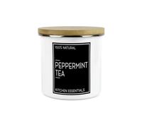 Purely Home Inverted Minimalist Peppermint Tea Storage Canister - Natural Black & White Modern Kitchen Décor - Large 1.2L Enamel Hot Drinks/Food Storage Container