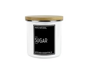 Purely Home Inverted Minimalist Sugar Storage Canister - Natural Black & White Modern Kitchen Décor - Large 1.2L Enamel Hot Drinks/Food Storage Container