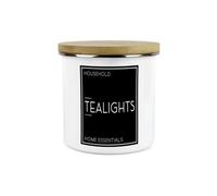 Purely Home Inverted Minimalist Tealights Storage Canister - Natural Black & White Modern Décor - Enamel 1.2L Home & Bedroom Storage Container