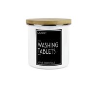 Purely Home Inverted Minimalist Washing Tablets Storage Canister - Natural Black & White Modern Décor - Enamel 1.2L Kitchen Storage Container